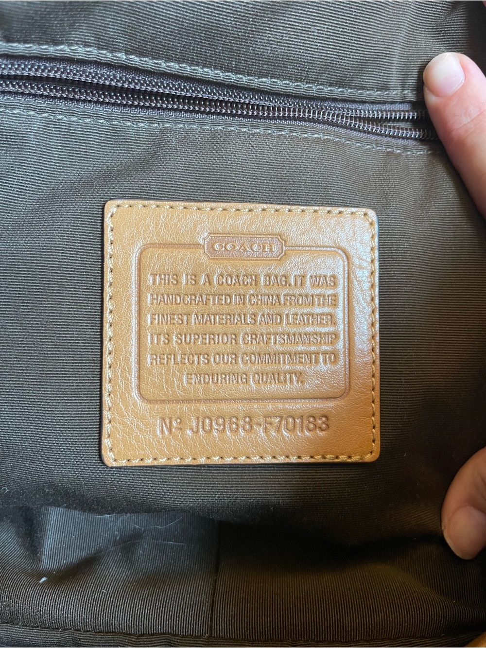 Coach Canvas Messenger Bag in Khaki and Tan with Stripe Detail - Picture 6 of 13